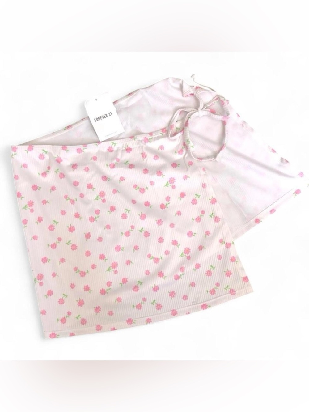 NEW Forever 21 Swim pink floral ribbed cover up skirt